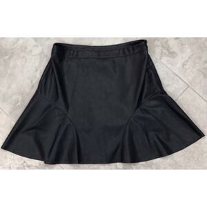 Tuckernuck Black Faux Leather A-Line Skater Mini Skirt Women's XL Vegan Preppy